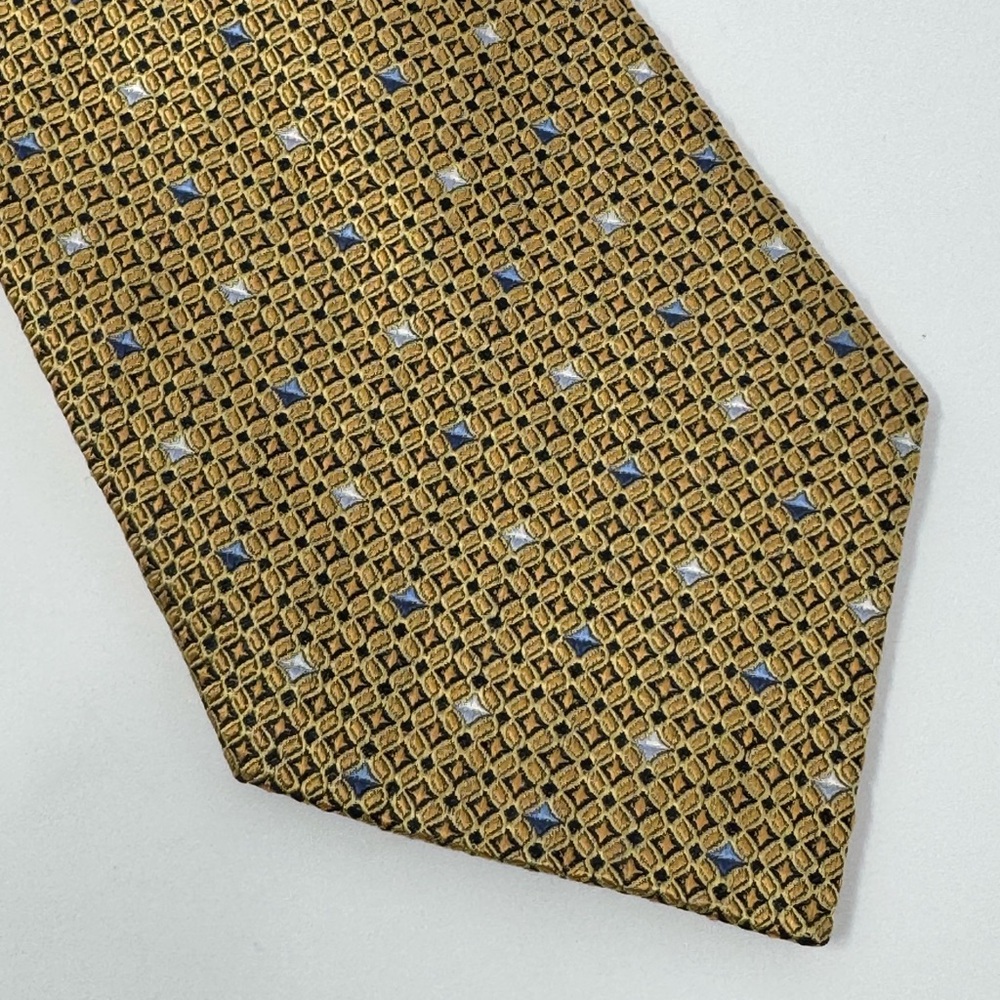 Nautica Silk NeckTie, tie, geometric, gold, business, work, office, suit, formal